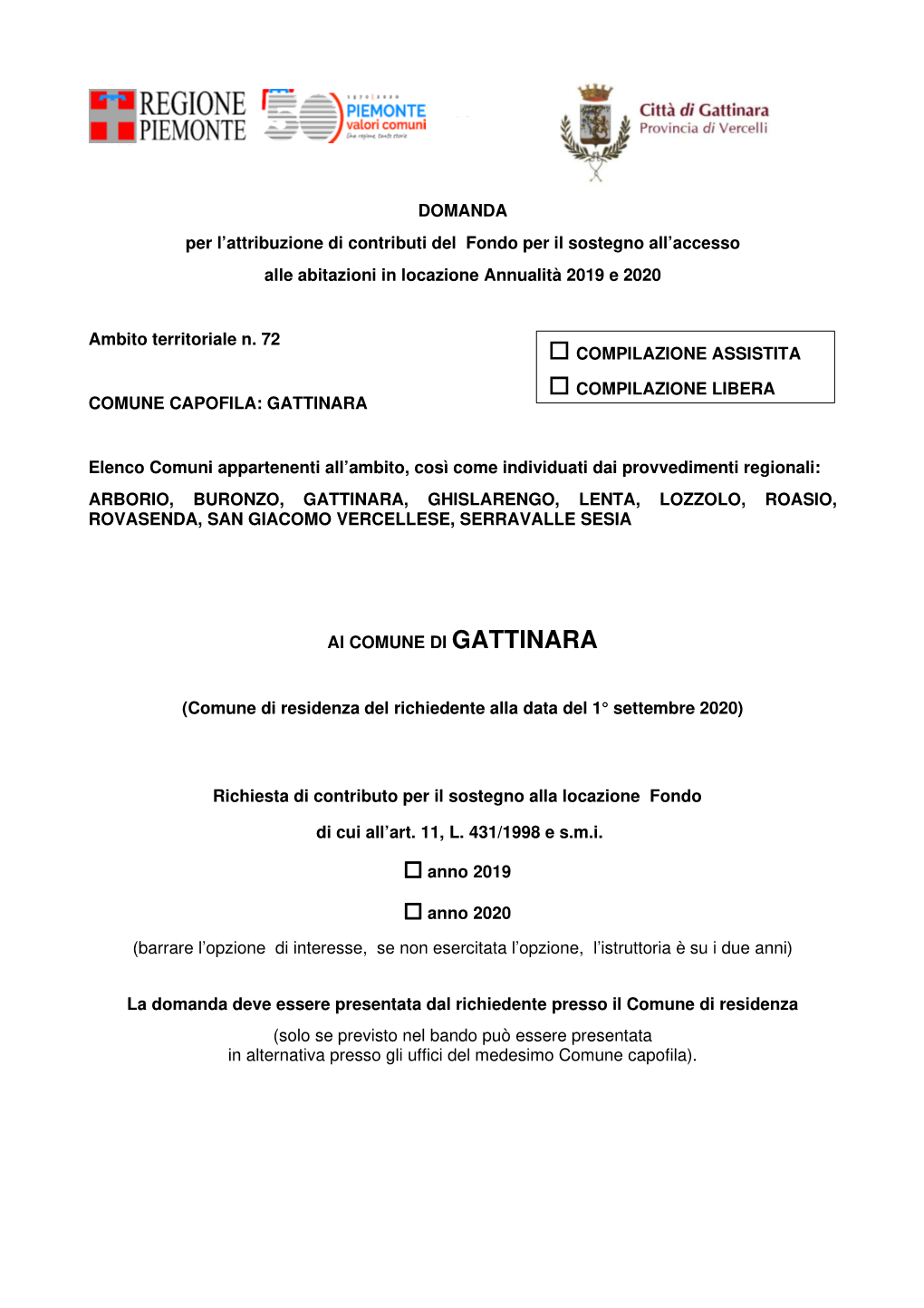 Richiesta Di Contributo Per Il Sostegno Alla Locazione Fondo