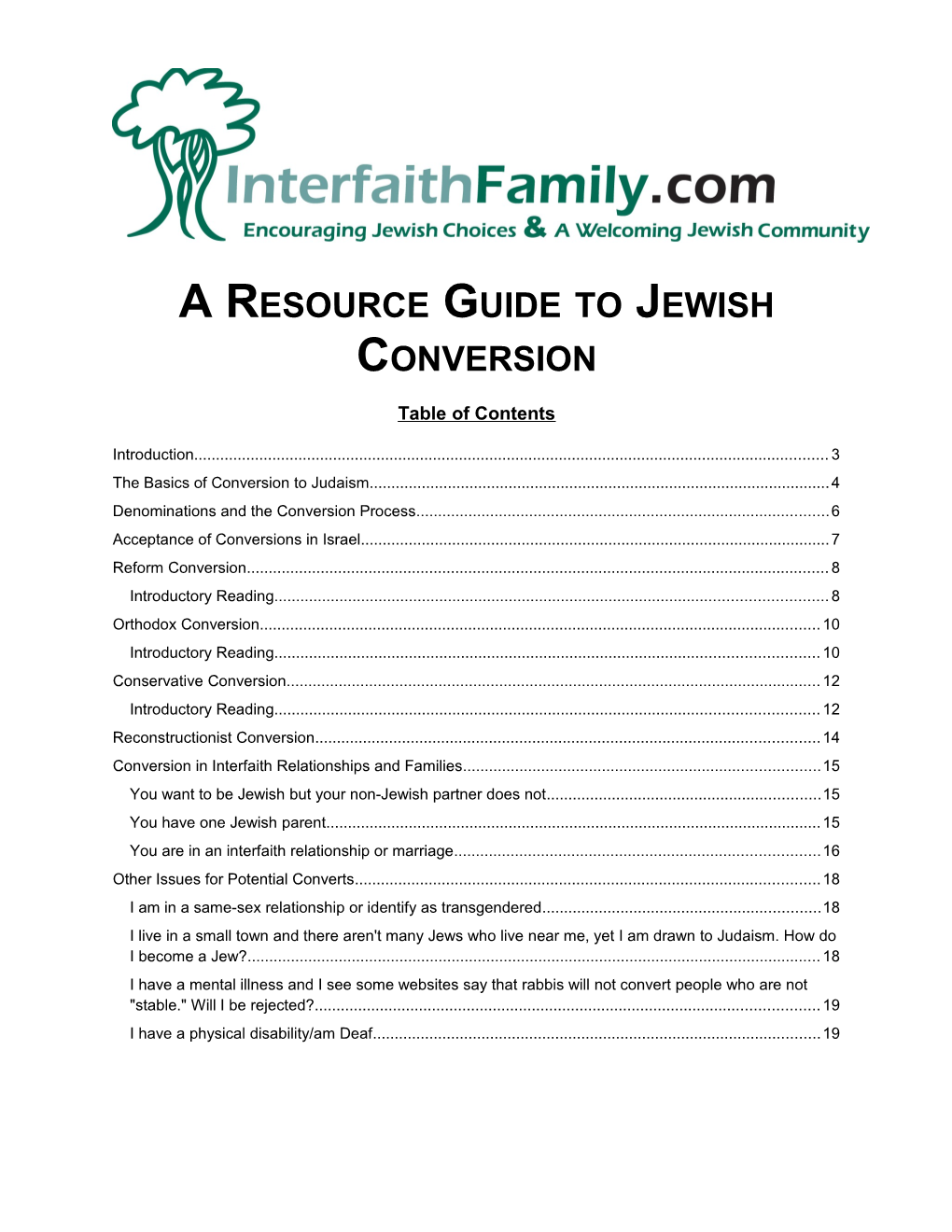 A Resource Guide to Jewish Conversion