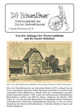 Von Den Anfängen Der Westerwaldbahn Und Des Sayner Bahnhofs