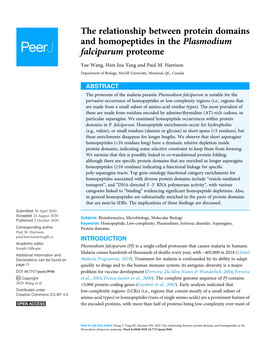 The Relationship Between Protein Domains and Homopeptides in the Plasmodium Falciparum Proteome