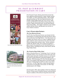 III Past and Current Preservation in Cary.Pub