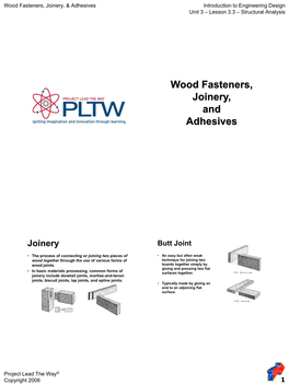 Wood Fasteners, Joinery, & Adhesives