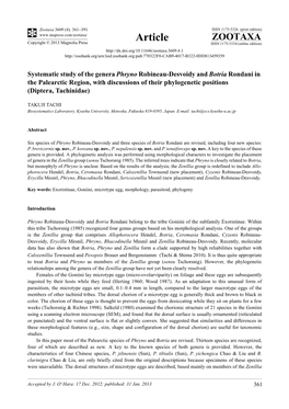 Systematic Study of the Genera Phryno Robineau-Desvoidy and Botria