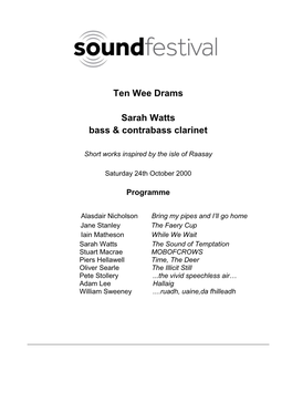 Ten Wee Drams Sarah Watts Bass & Contrabass Clarinet