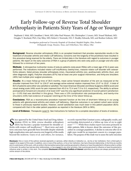 Early Follow-Up of Reverse Total Shoulder Arthroplasty in Patients Sixty Years of Age Or Younger