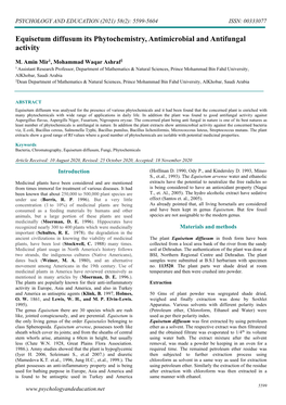 Equisetum Diffusum Its Phytochemistry, Antimicrobial and Antifungal Activity