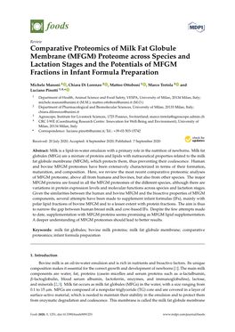Comparative Proteomics of Milk Fat Globule Membrane (MFGM)