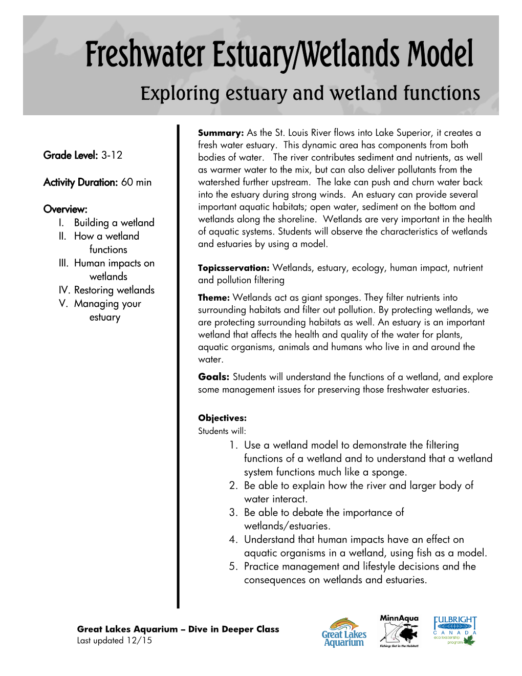 Exploring Estuary and Wetland Functions