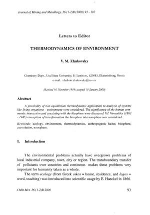 Thermodynamics of Environment