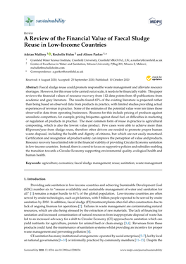 A Review of the Financial Value of Faecal Sludge Reuse in Low-Income Countries