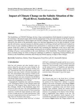 Impact of Climate Change on the Salinity Situation of the Piyali River, Sundarbans, India