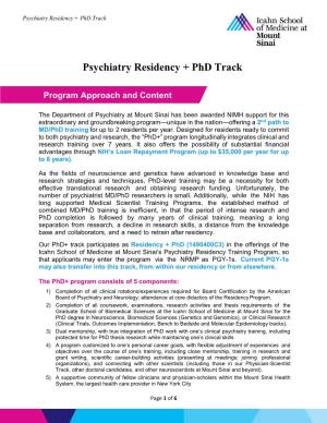 Psychiatry Residency + Phd Track