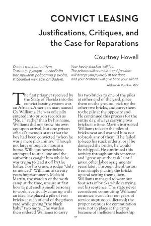 Convict Leasing Justifications, Critiques, and the Case for Reparations