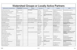 Watershed Groups Or Locally Active Partners
