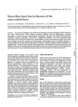 Nerve Fibre Layer Loss in Diseases of the Outer Retinal Layer