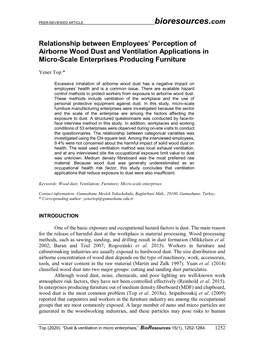 Relationship Between Employees' Perception of Airborne Wood Dust