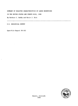 Summary of Selected Characteristics of Large Reservoirs