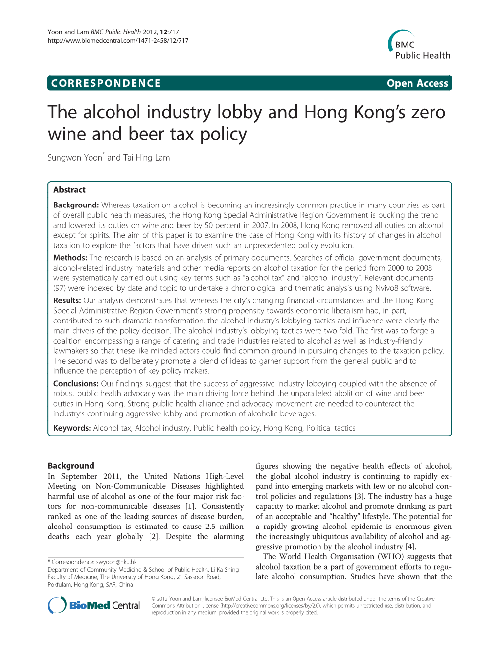 The Alcohol Industry Lobby and Hong Kong S Zero Wine and Beer Tax Policy