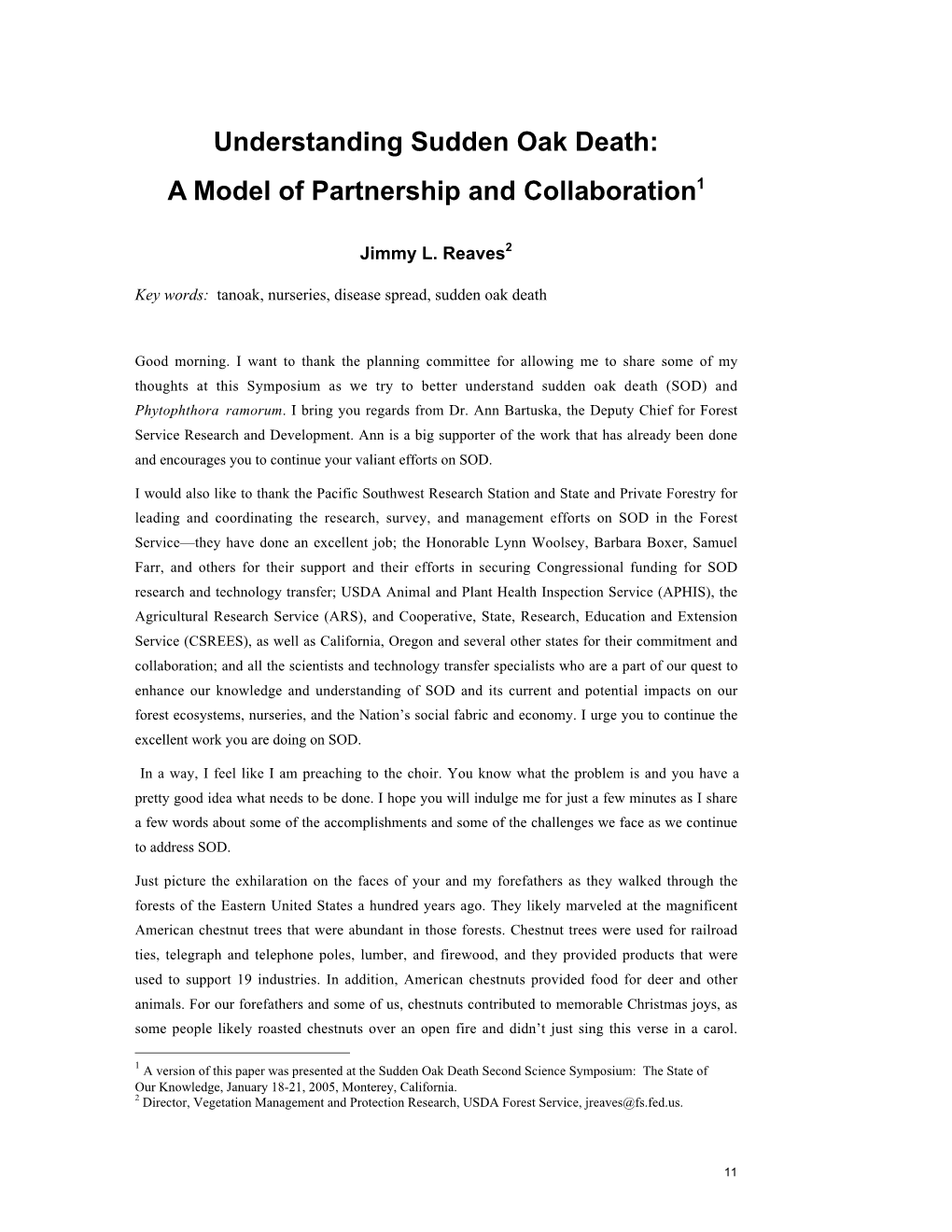 Understanding Sudden Oak Death: a Model of Partnership and Collaboration1