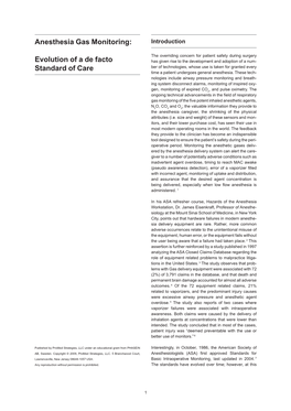 Anesthesia Gas Monitoring: Evolution of a De Facto Standard of Care