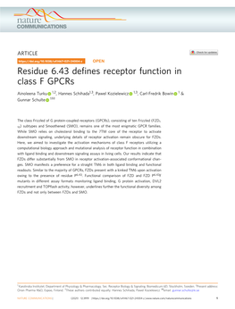 Residue 6.43 Defines Receptor Function in Class F Gpcrs