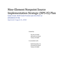 Wolf Creek-Frontal Lake Erie HUC-12 (04100010 07 04) Approved: August 21, 2018