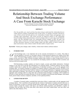 Relationship Between Trading Volume and Stock Exchange Performance