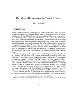 Phonological Involvement in Phonetic Change