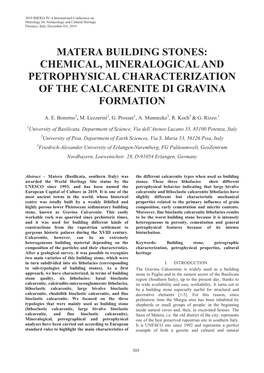 Matera Building Stones: Chemical, Mineralogical and Petrophysical Characterization of the Calcarenite Di Gravina Formation