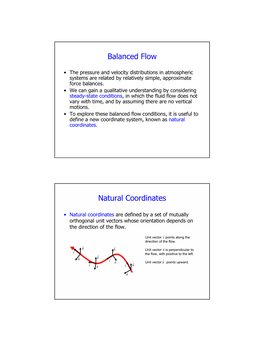 Balanced Flow Natural Coordinates