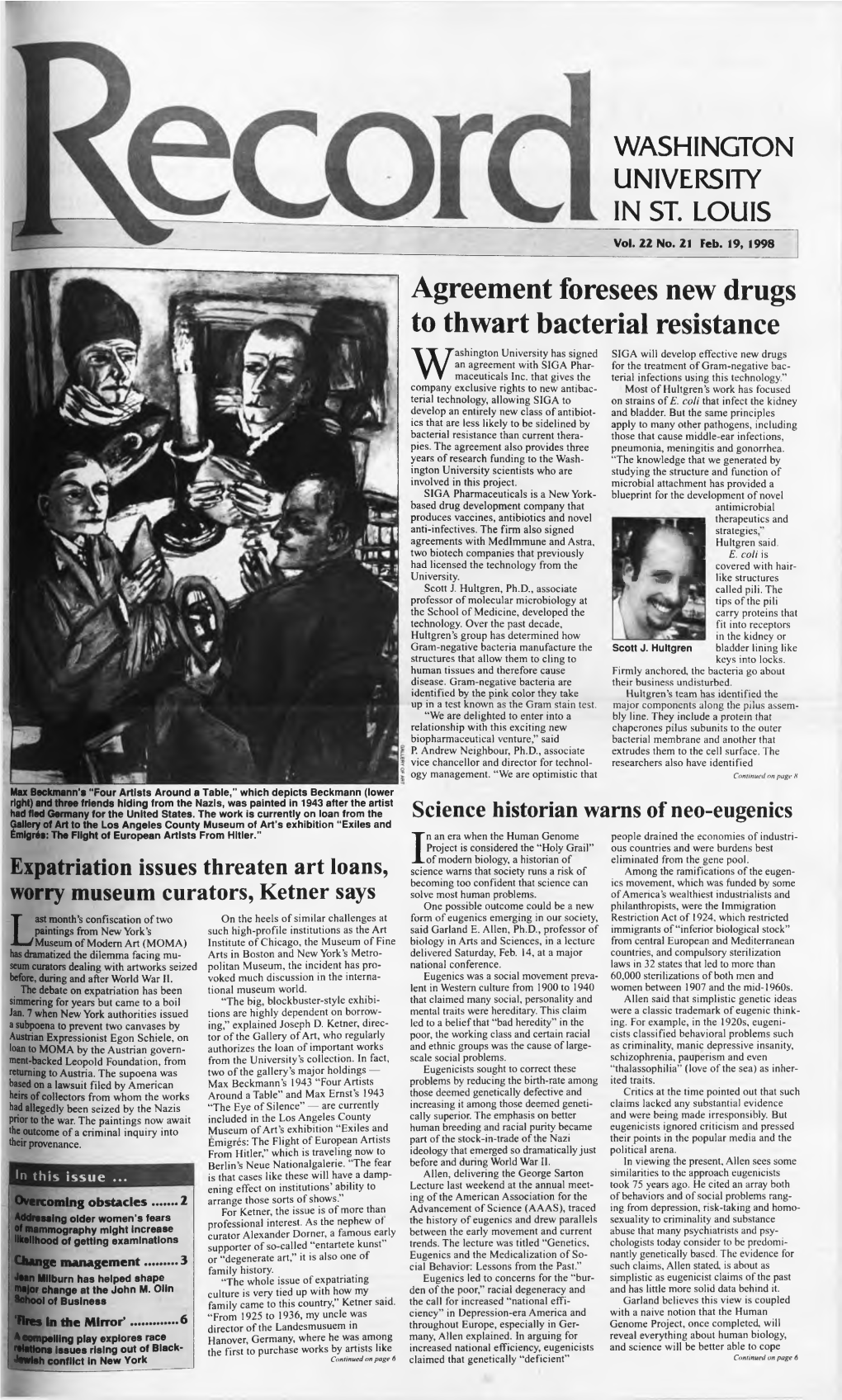 Washington University Record, February 19, 1998