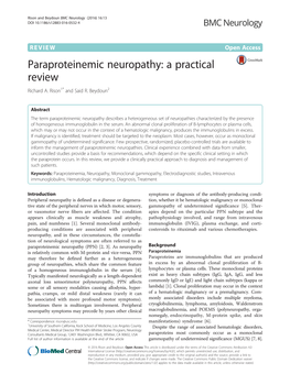 Paraproteinemic Neuropathy: a Practical Review Richard A