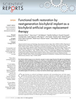 Functional Tooth Restoration by Next-Generation Bio-Hybrid Implant