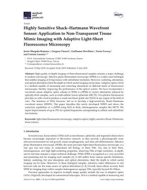 Highly Sensitive Shack–Hartmann Wavefront Sensor: Application to Non-Transparent Tissue Mimic Imaging with Adaptive Light-Sheet Fluorescence Microscopy