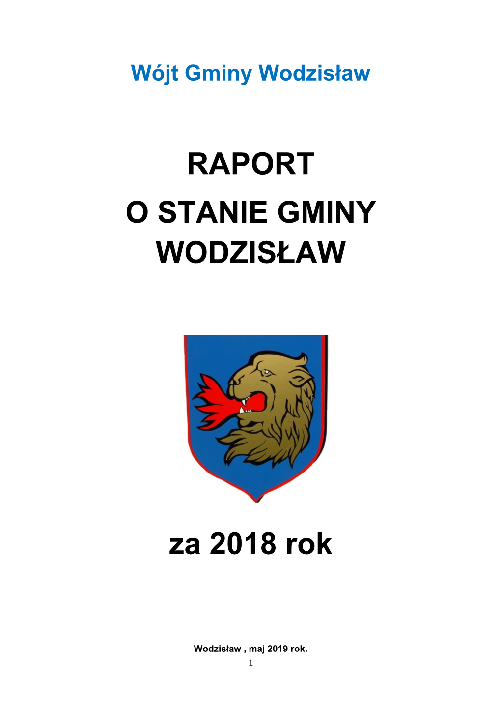 RAPORT O STANIE GMINY WODZISŁAW Za 2018