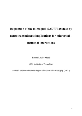 Regulation of the Microglial NADPH Oxidase by Neurotransmitters: Implications for Microglial –