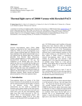 Thermal Light Curve of 20000 Varuna with Herschel-PACS