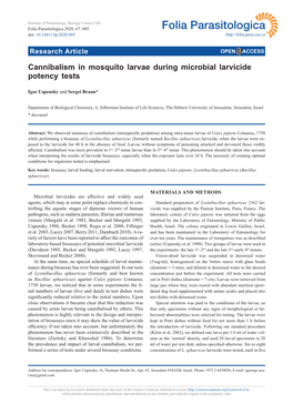 Cannibalism in Mosquito Larvae During Microbial Larvicide Potency Tests