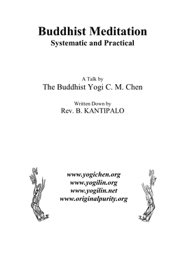 Buddhist Meditation Systematic and Practical