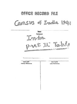 Census of India 1941, Bengal, Table Part II India