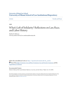 What's Left of Solidarity? Reflections on Law, Race, and Labor History, 57 Buff