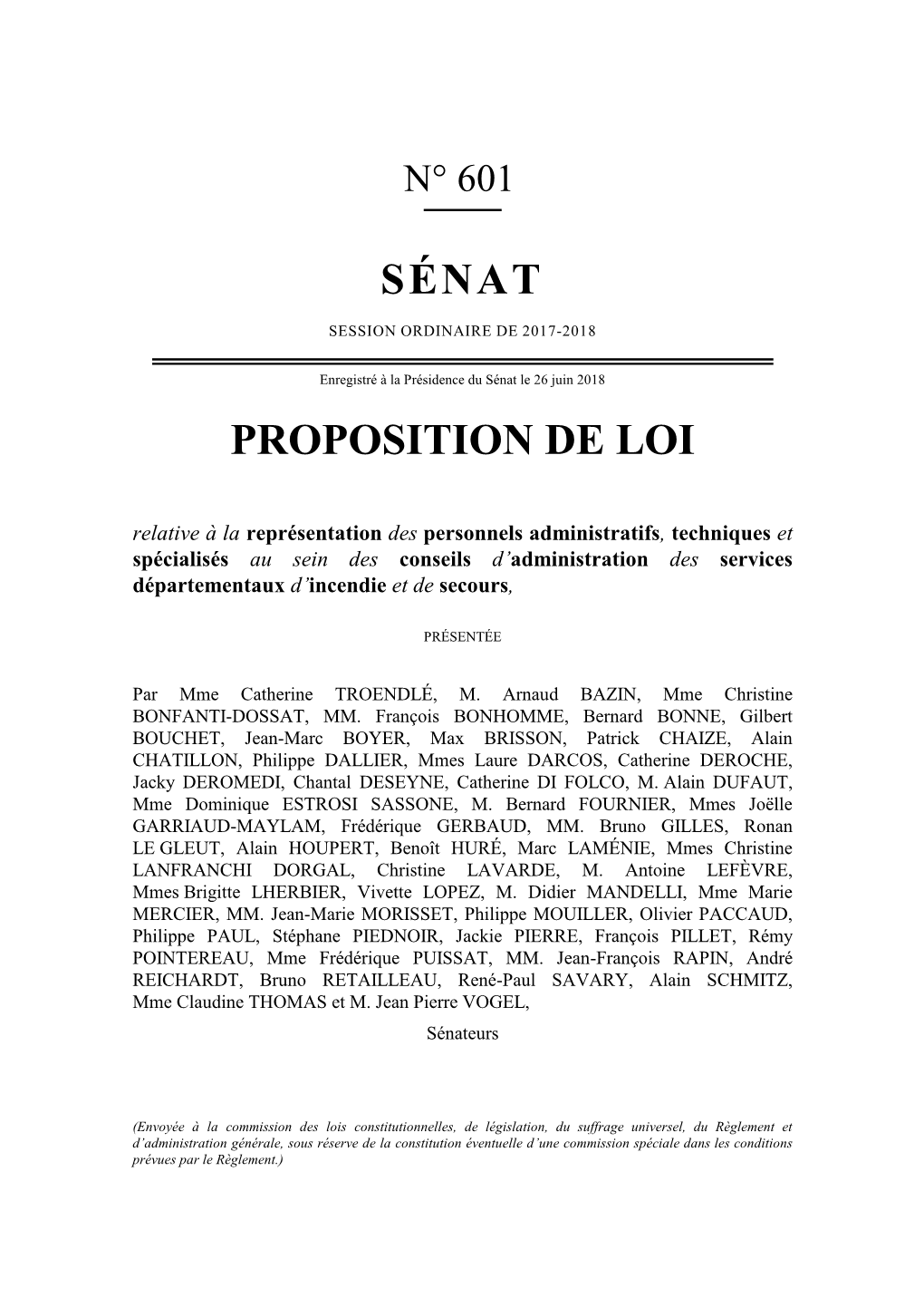 Sénat Proposition De