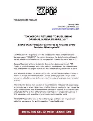 Tokyopop® Returns to Publishing Original Manga in April 2017