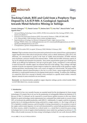 Tracking Cobalt, REE and Gold from a Porphyry-Type Deposit by LA-ICP-MS: a Geological Approach Towards Metal-Selective Mining in Tailings