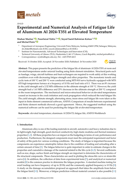Experimental and Numerical Analysis of Fatigue Life of Aluminum Al 2024-T351 at Elevated Temperature