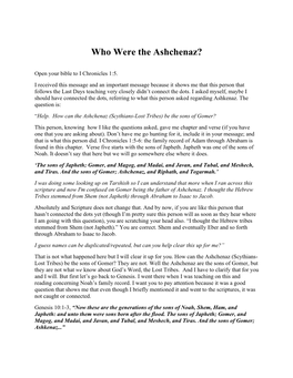 Who Were the Ashchenaz?