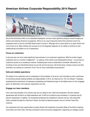 American Airlines Corporate Responsibility 2014 Report