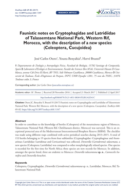 Faunistic Notes on Cryptophagidae and Latridiidae of Talassemtane National Park, Western Rif, Morocco, with the Description of a New Species (Coleoptera, Cucujoidea)