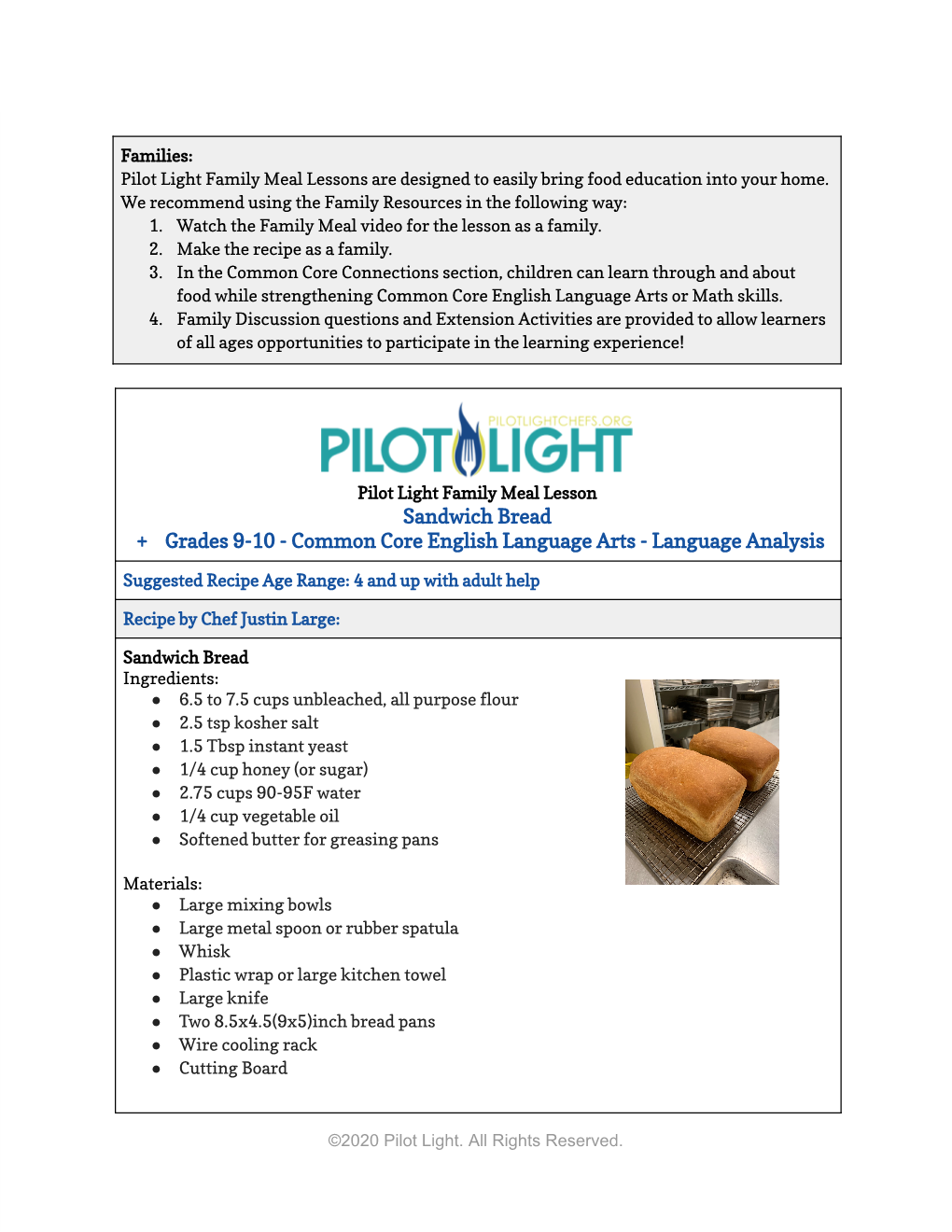 Sandwich Bread + Grades 9-10 - Common Core English Language Arts - Language Analysis