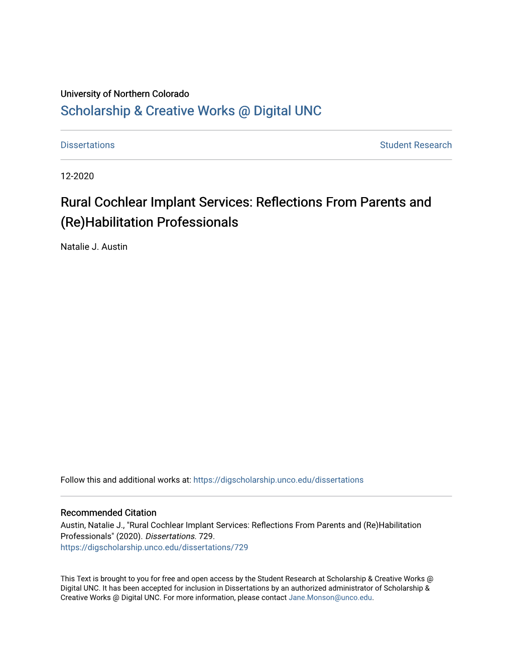 Rural Cochlear Implant Services: Reflections from Parents and (Re)Habilitation Professionals